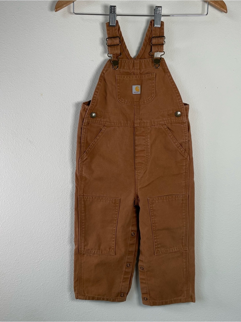 Carhartt Toddler Caramel Brown Duck Canvas Overall Bib size 24 M 2T
